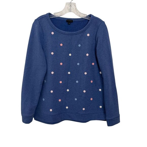 Talbots Blue Long Sleeve Sweatshirt with Embroidered Dots - Picture 1 of 6